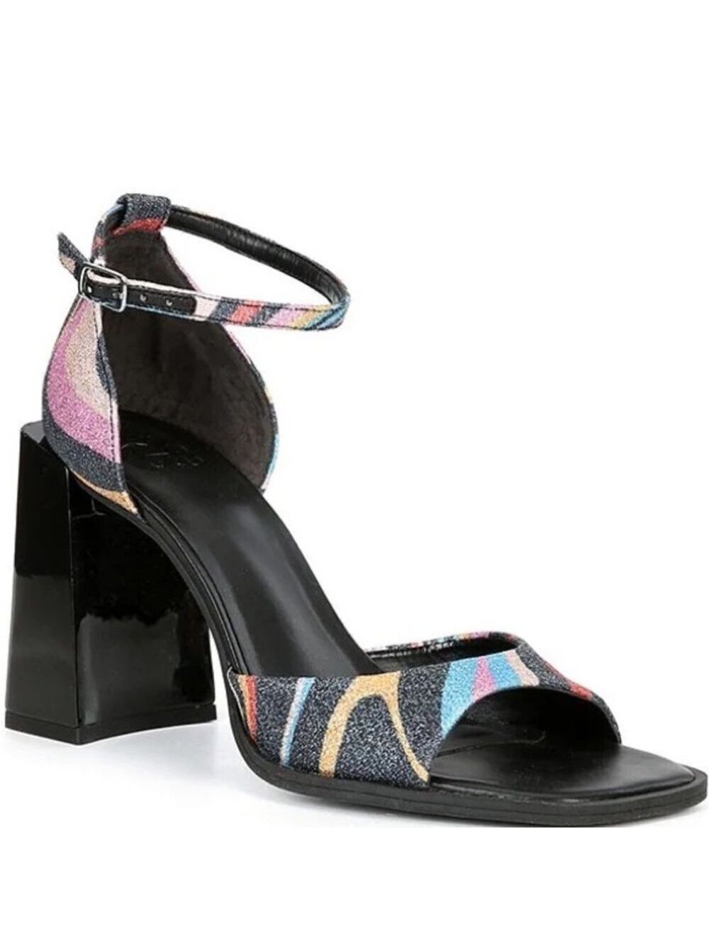 Gianni Bini Border-Line Glitter Mod Print Fabric Block Heel NWOB $110